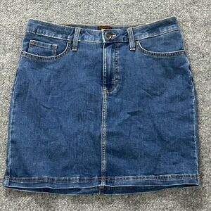 Lee Denim Skirt Womens Size 10 Medium Wash Mini Casual Stretch Five Pocket